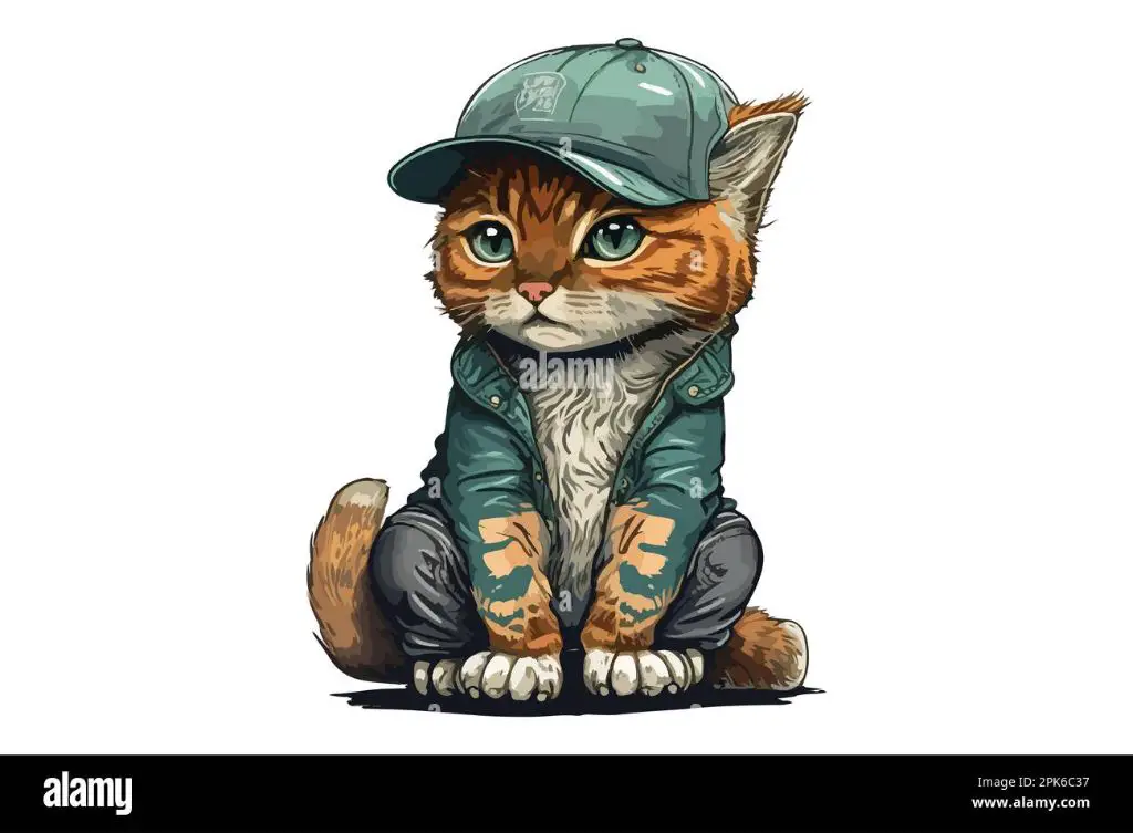 a cat and hat cartoon illustration.