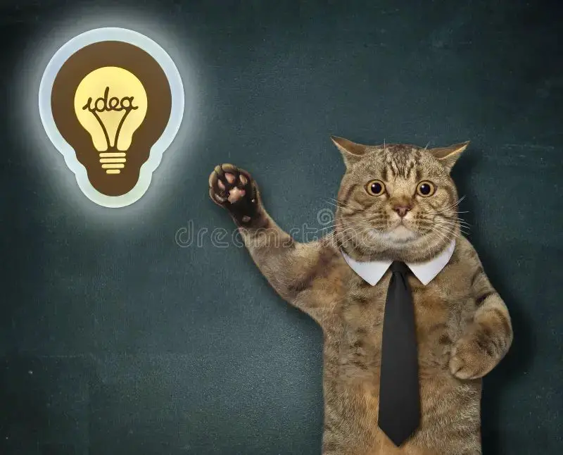 a lightbulb indicating a new idea for creating an original cat joke