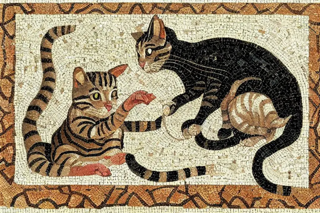 an ancient roman mosaic depicting catnip