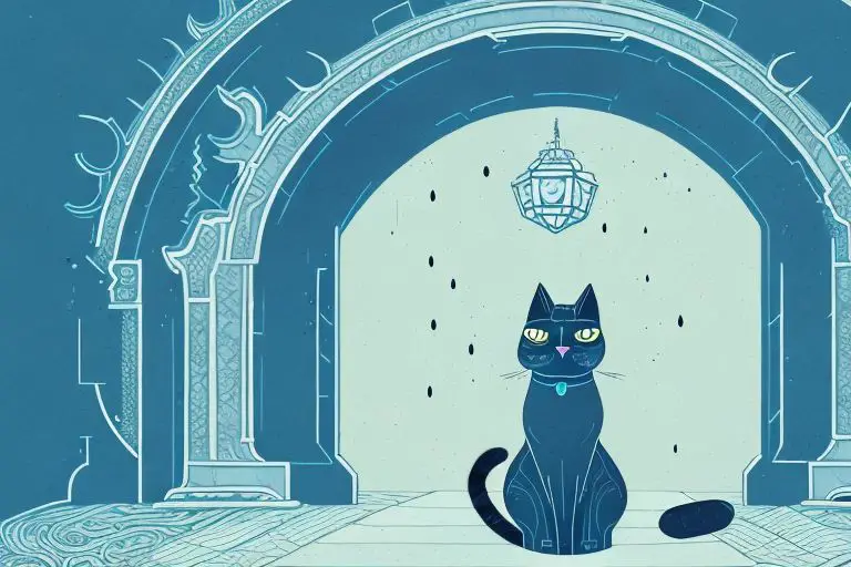 black cat guarding underworld entrance