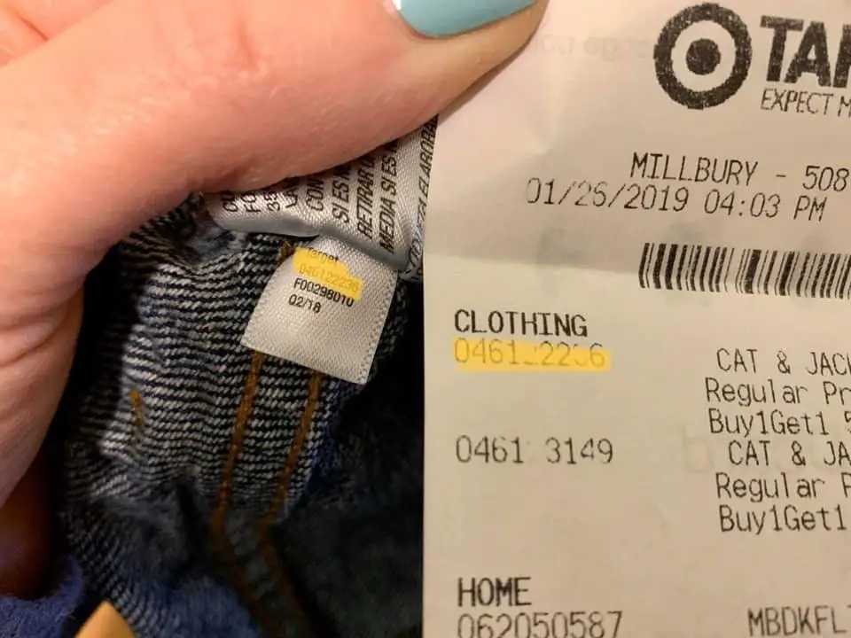 target receipt and tags