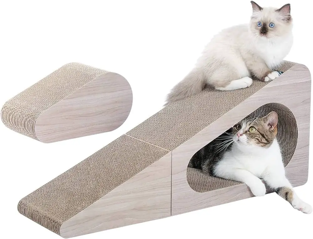 various scratching posts, boards, and pads for cats