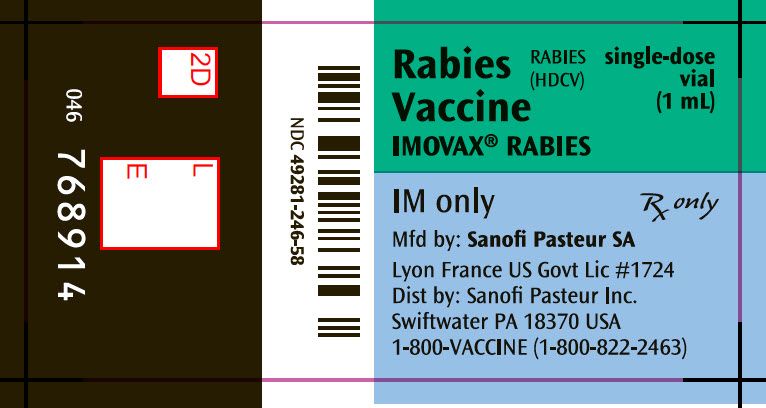 vials of rabies vaccine in a medical refrigerator